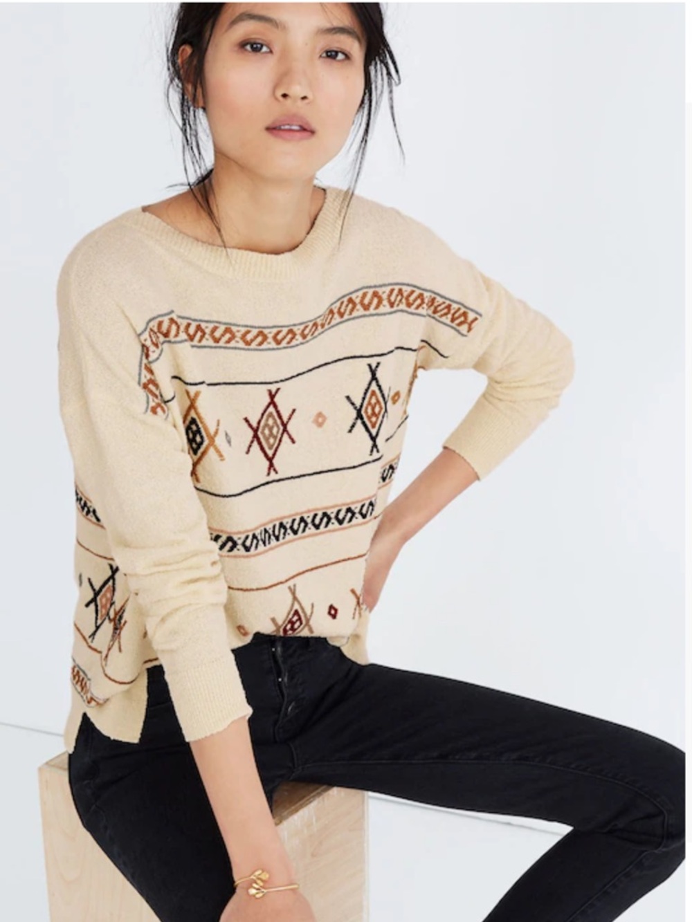 Madewell Embroidered Reseda Pullover Sweater Women’s Size Medium
